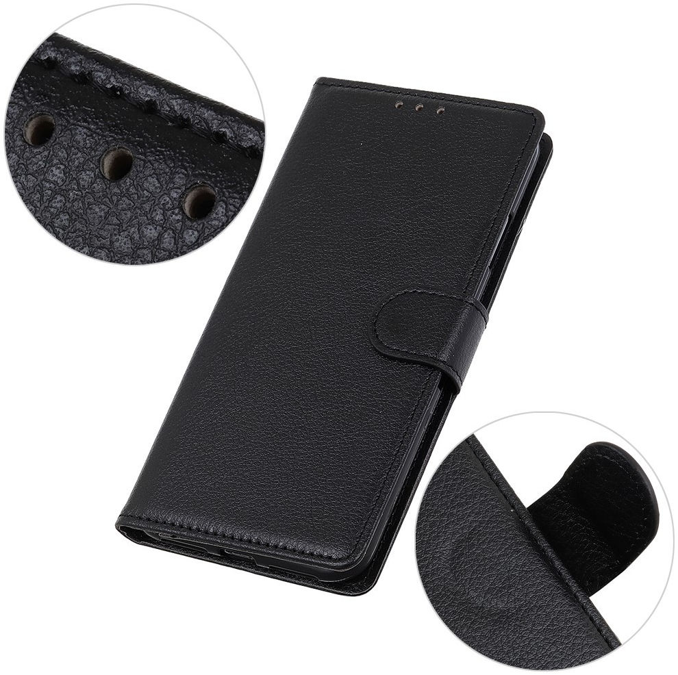 Oppo A53 / A53s Hoesje Litchi Skin Portemonnee Hoesje Zwart afbeelding 7