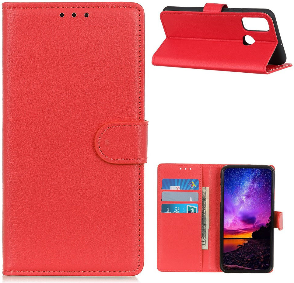 Oppo A53 / A53s Hoesje Litchi Skin Portemonnee Hoesje Rood afbeelding 11