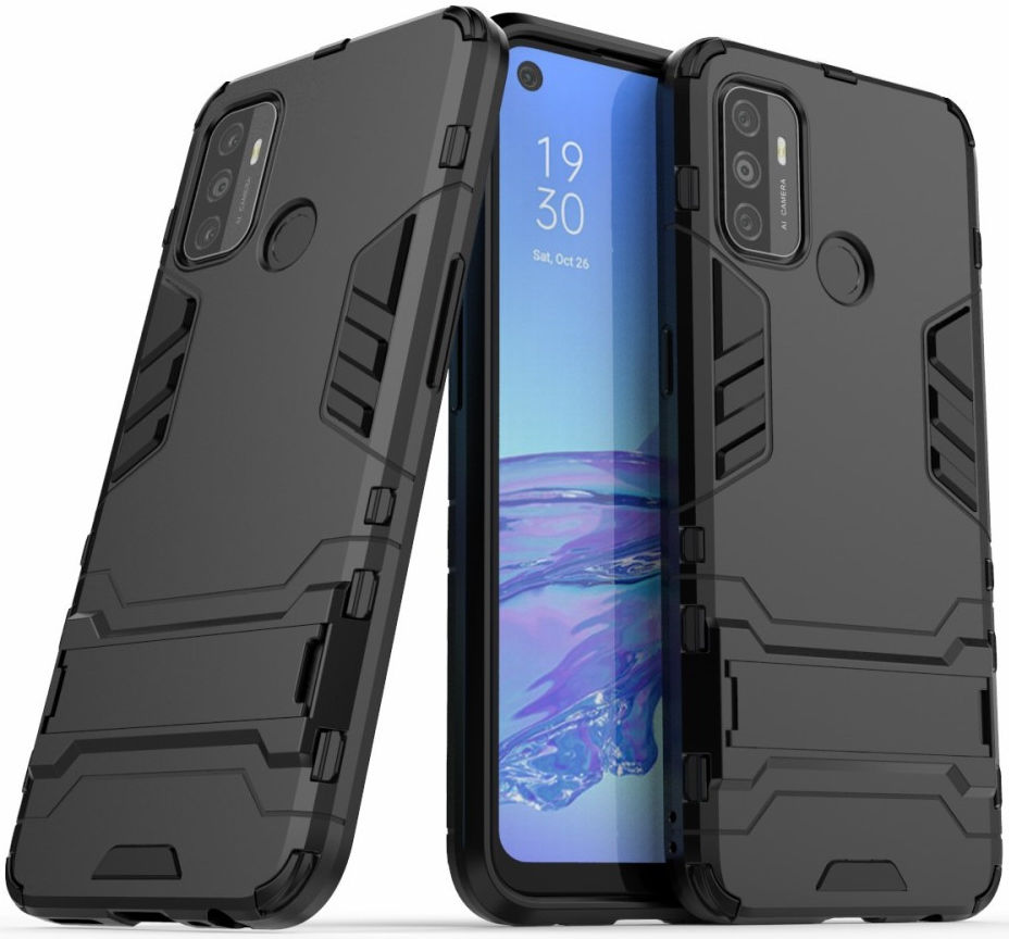 Oppo A53 / A53s Hoesje Hybride Back Cover met Kickstand Zwart afbeelding 2