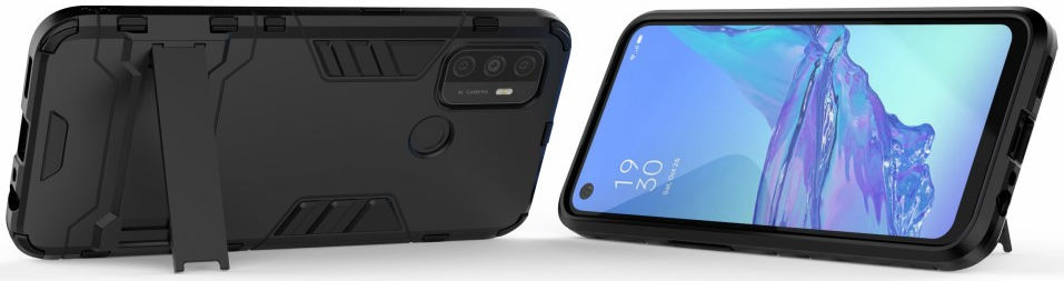 Oppo A53 / A53s Hoesje Hybride Back Cover met Kickstand Zwart afbeelding 3