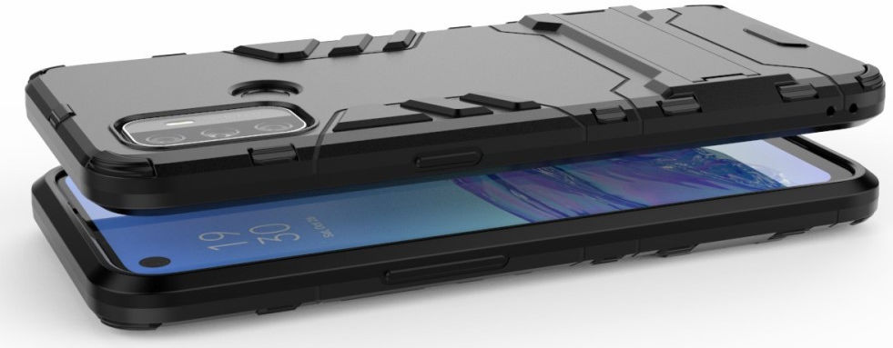 Oppo A53 / A53s Hoesje Hybride Back Cover met Kickstand Zwart afbeelding 5