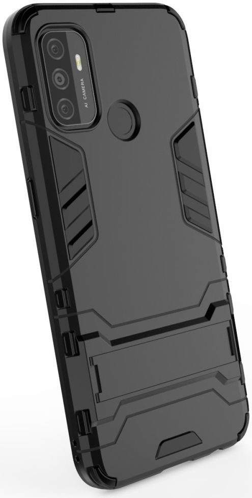 Oppo A53 / A53s Hoesje Hybride Back Cover met Kickstand Zwart afbeelding 6