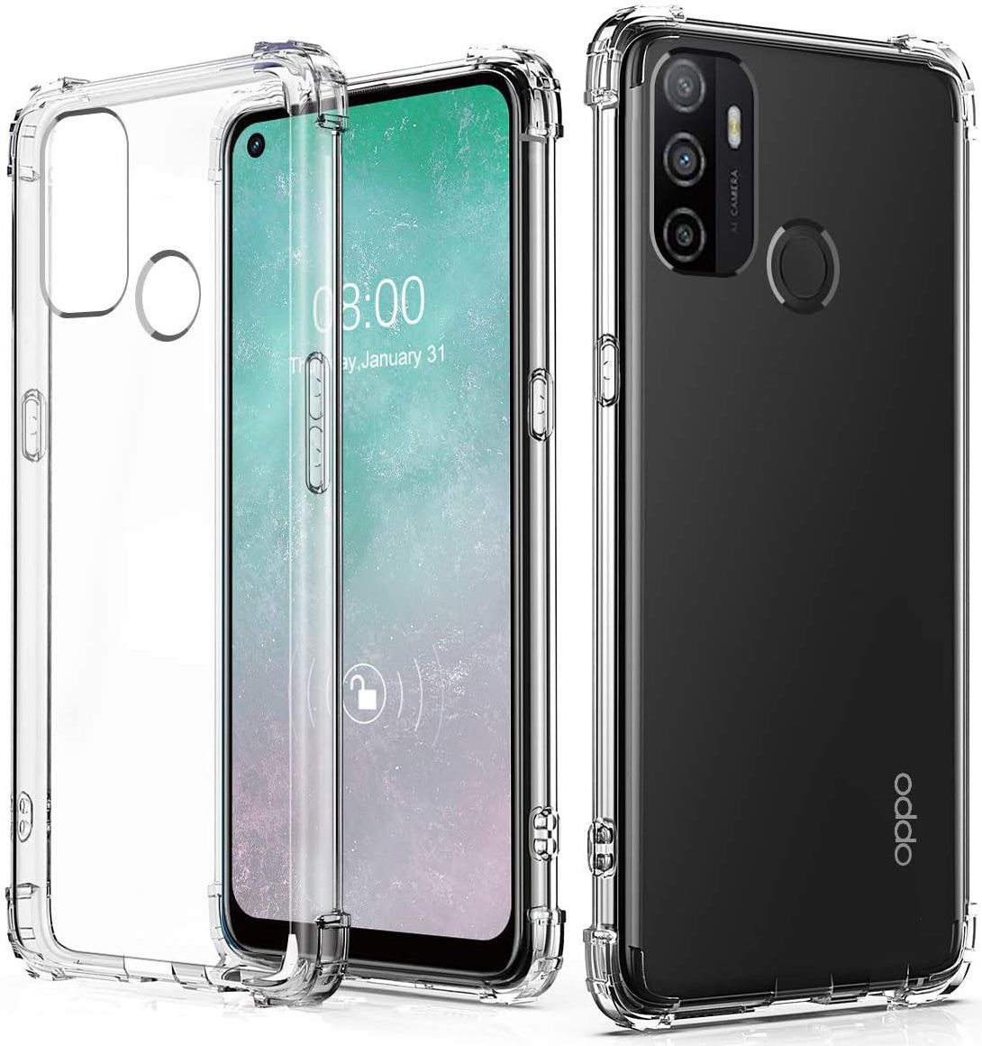 Oppo A53 / A53s Hoesje Schokbestendig Dun TPU Back Cover Transparant afbeelding 8
