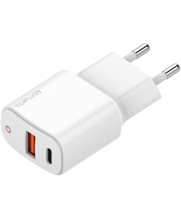 4smarts Wall Charger Adapter 20W met USB-A en USB-C Poort Wit Opladers