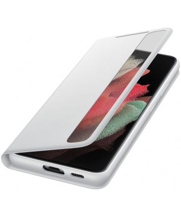 Origineel Samsung Galaxy S21 Ultra Hoesje Smart Clear View Cover Grijs Hoesjes