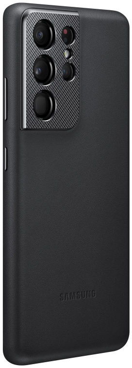 Origineel Samsung Galaxy S21 Ultra Hoesje Leather Back Cover Zwart afbeelding 2