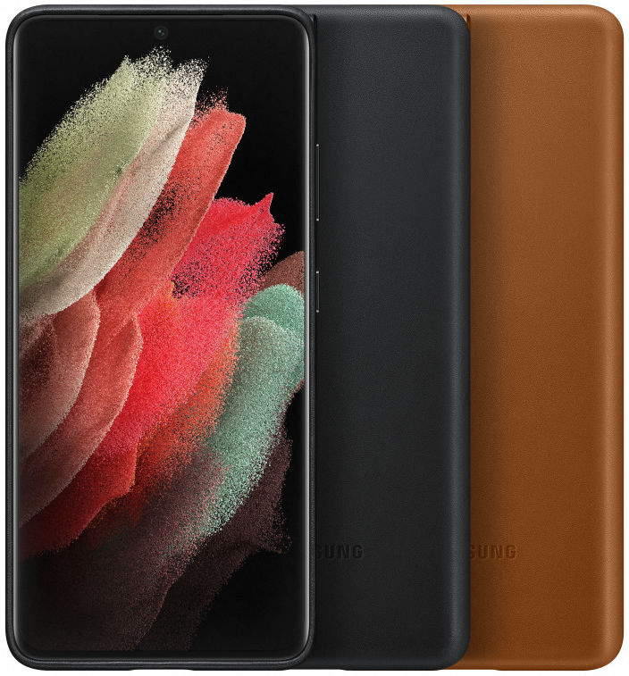 Origineel Samsung Galaxy S21 Ultra Hoesje Leather Back Cover Zwart afbeelding 4