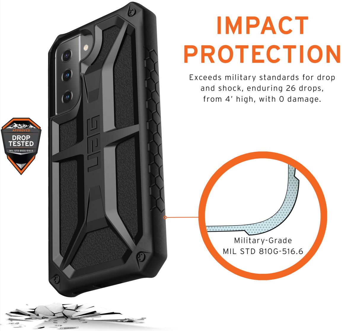 Urban Armor Gear Monarch Samsung Galaxy S21 Hoesje Zwart afbeelding 4