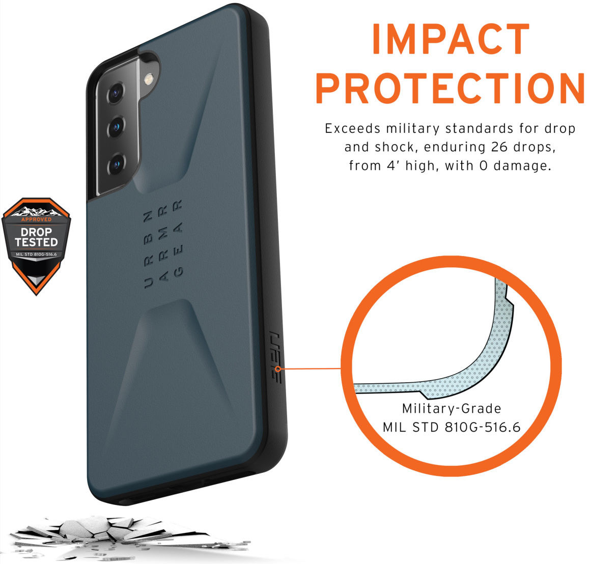 Urban Armor Gear Civilian Samsung Galaxy S21 Hoesje Blauw afbeelding 4