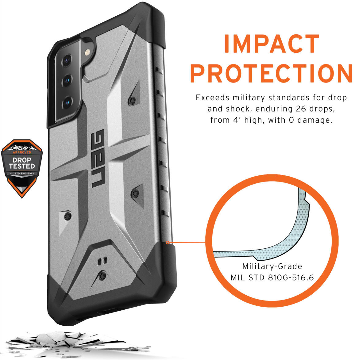 Urban Armor Gear Pathfinder Samsung Galaxy S21 Plus Hoesje Zilver afbeelding 4