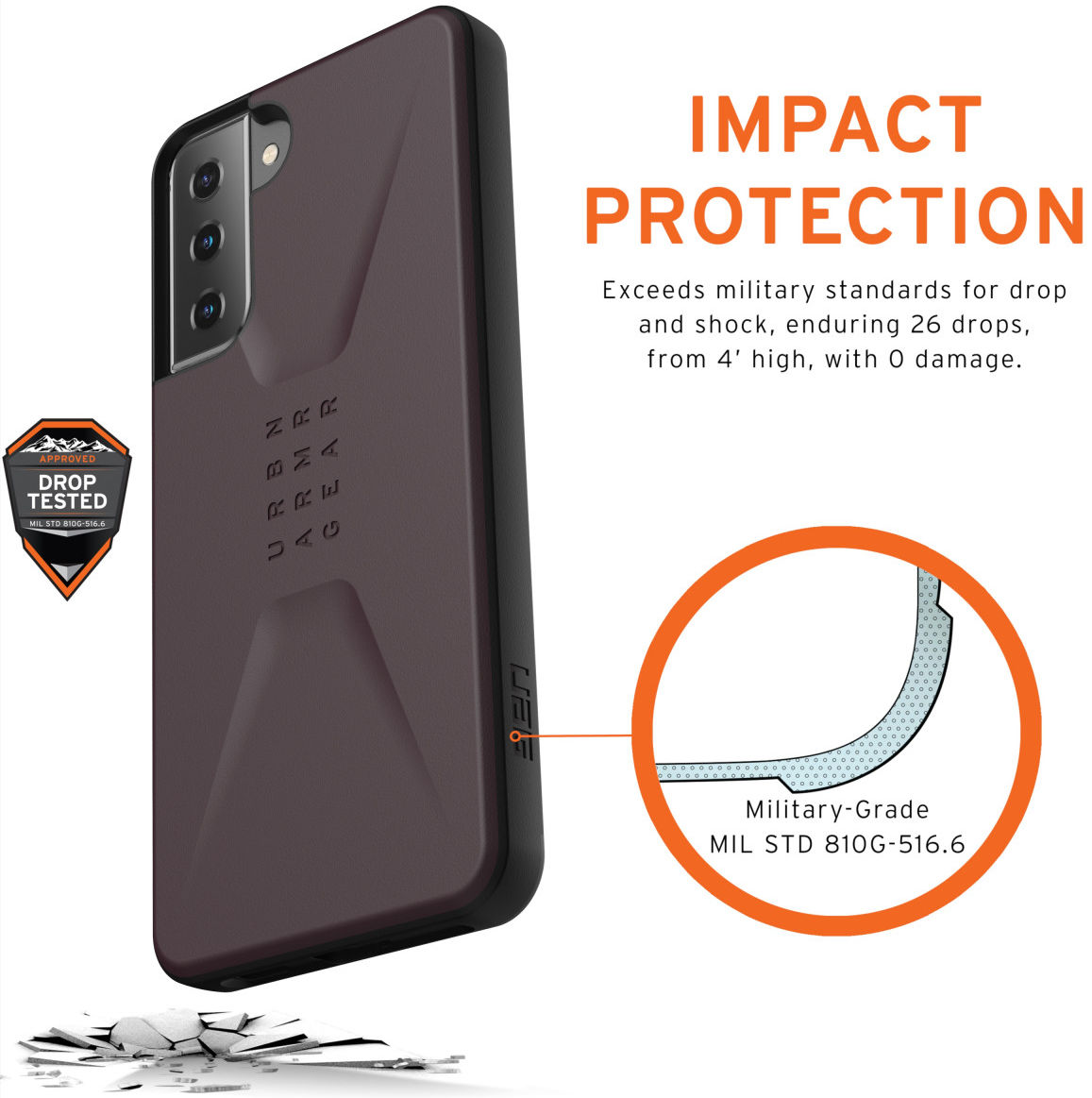Urban Armor Gear Civilian Samsung Galaxy S21 Plus Hoesje Paars afbeelding 4