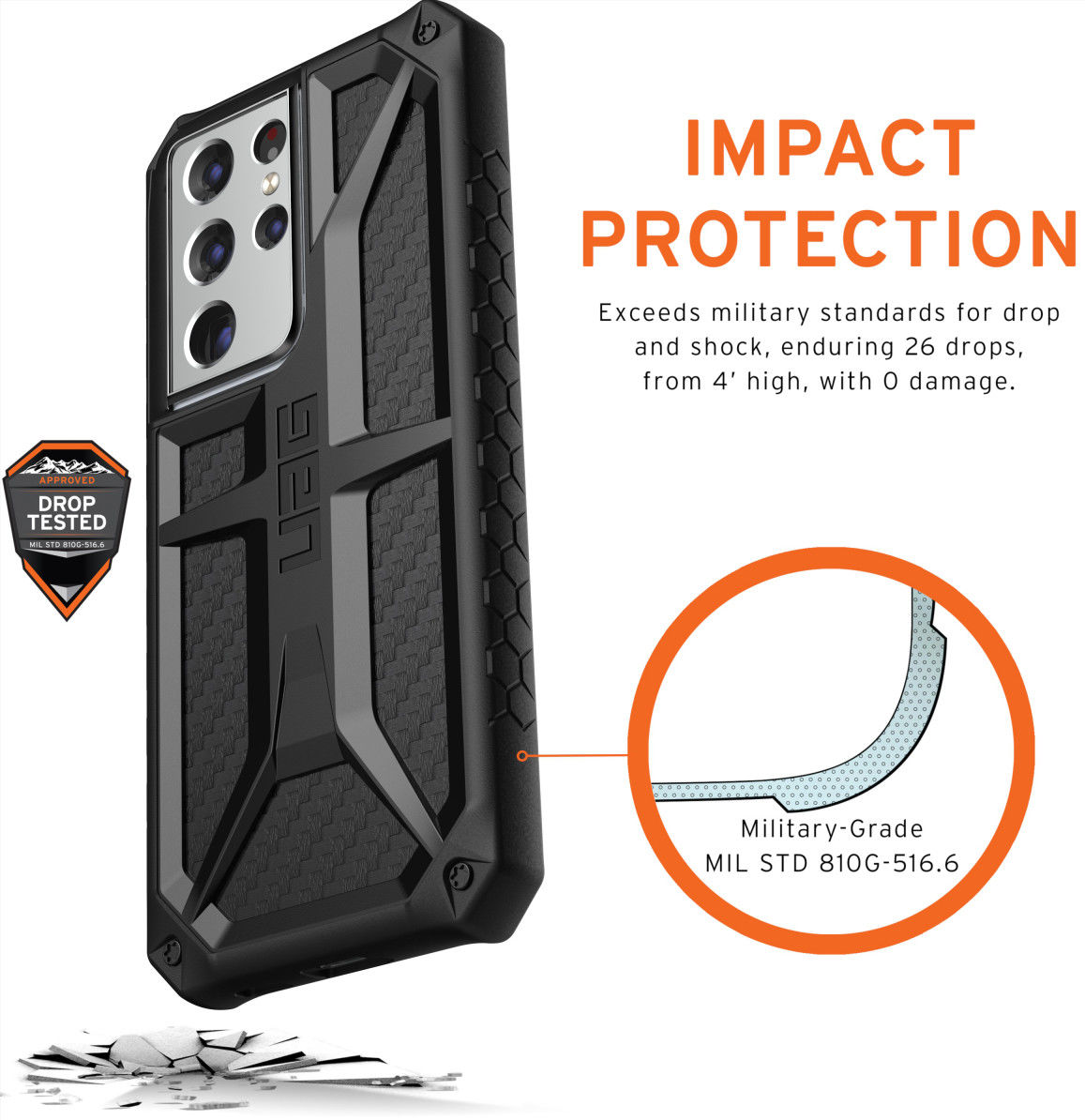 Urban Armor Gear Monarch Samsung Galaxy S21 Ultra Hoesje Carbon afbeelding 4