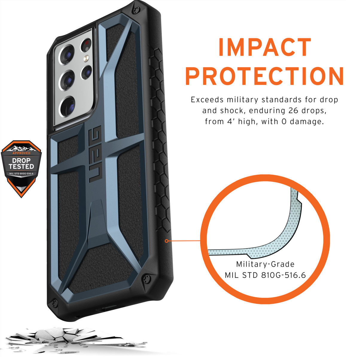 Urban Armor Gear Monarch Samsung Galaxy S21 Ultra Hoesje Blauw afbeelding 4