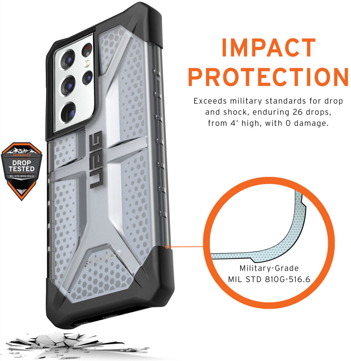 Urban Armor Gear Plasma Samsung Galaxy S21 Ultra Hoesje Ash afbeelding 4