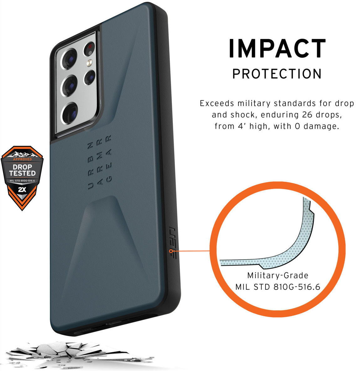 Urban Armor Gear Civilian Samsung Galaxy S21 Ultra Hoesje Blauw afbeelding 4