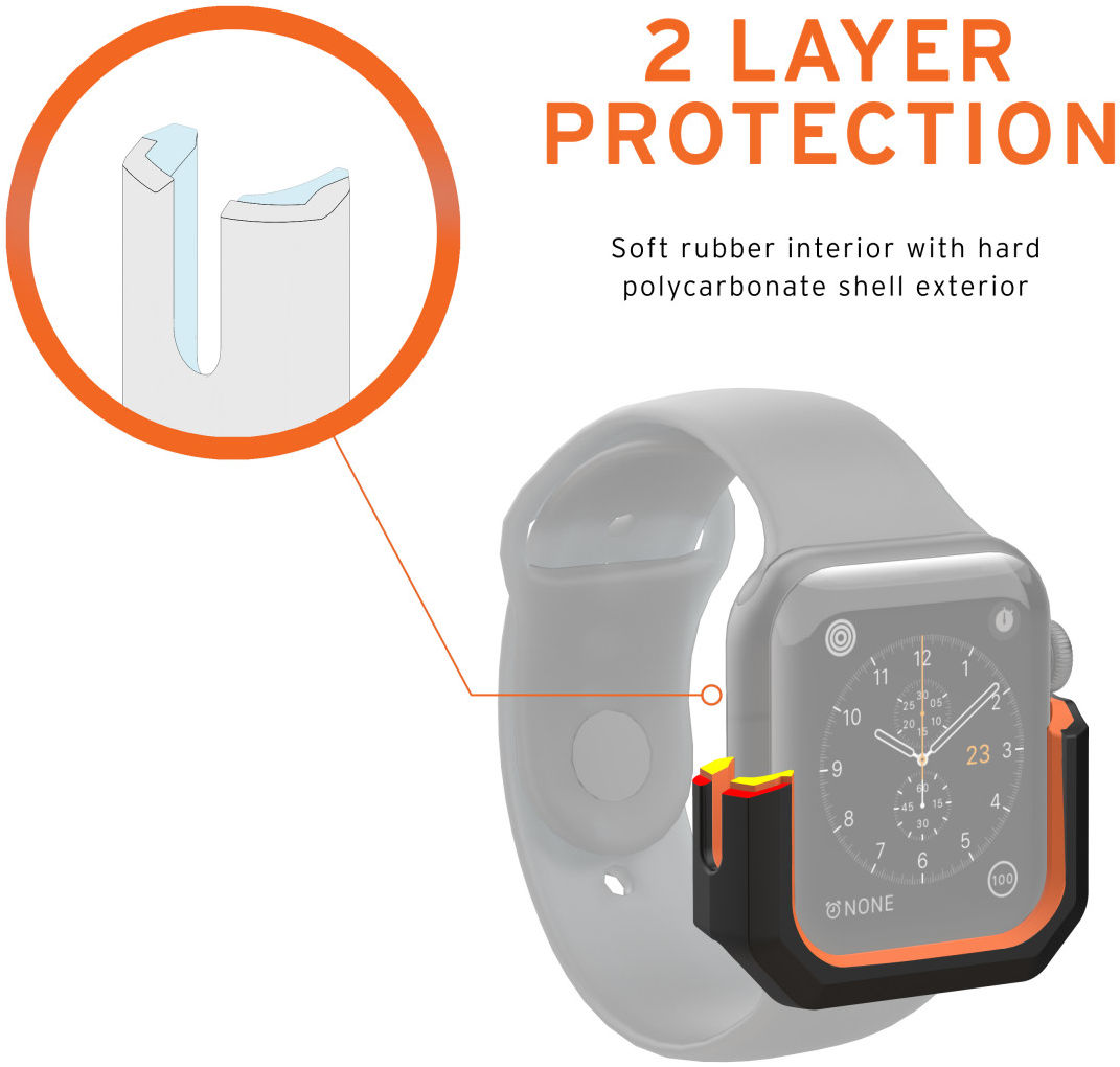 Urban Armor Gear Civilian Apple Watch 44MM Hoesje Zwart/Oranje afbeelding 6