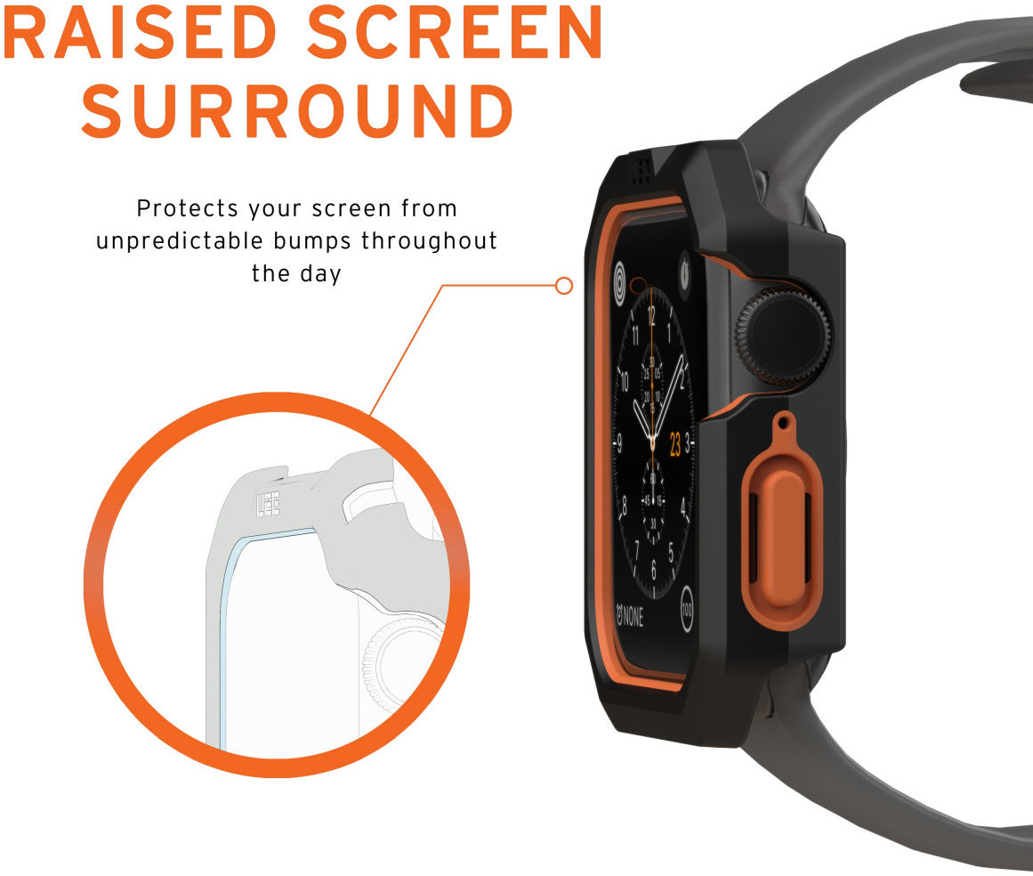 Urban Armor Gear Civilian Apple Watch 44MM Hoesje Zwart/Oranje afbeelding 7