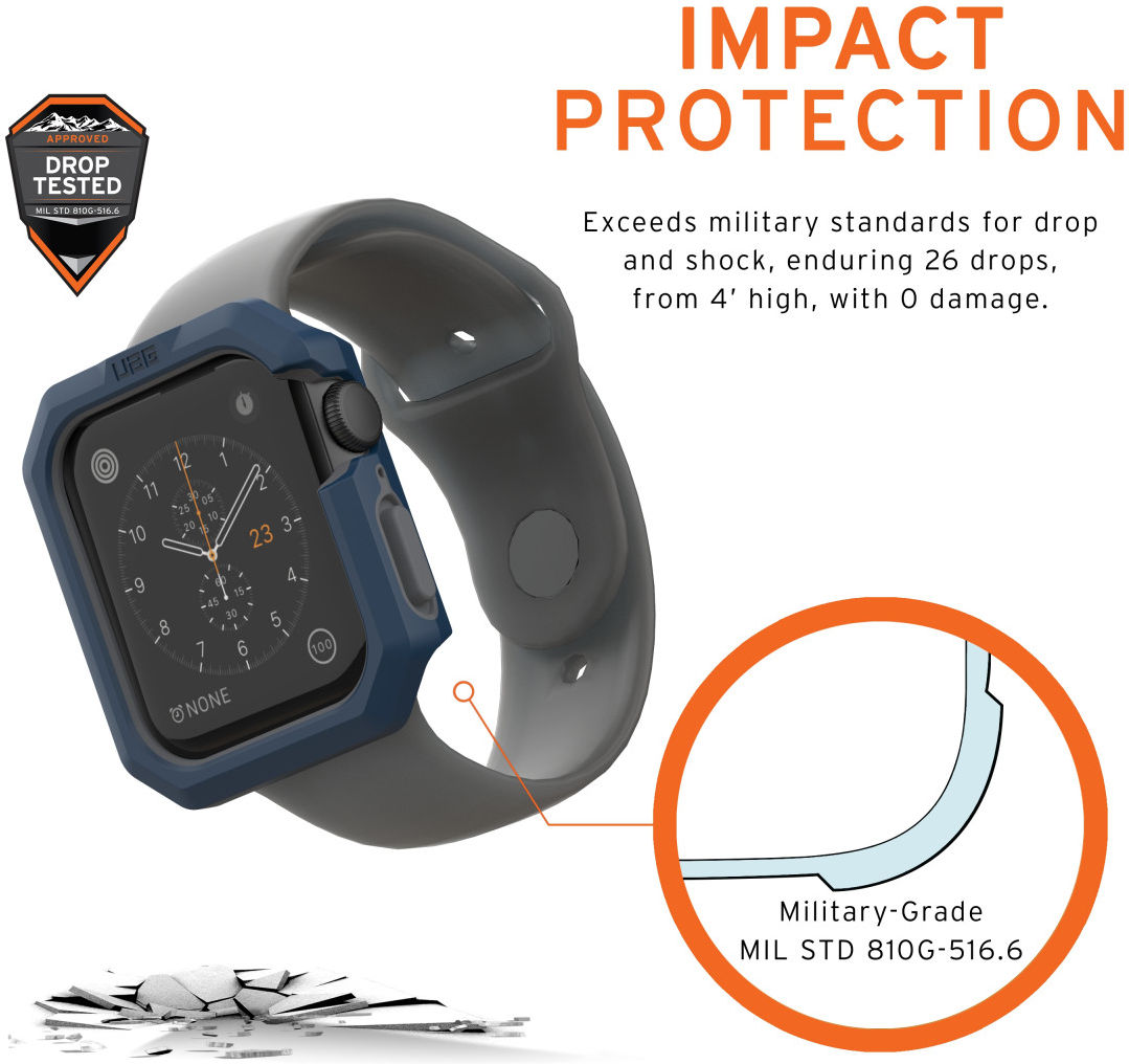 Urban Armor Gear Civilian Apple Watch 44MM Hoesje Blauw/Zilver afbeelding 6