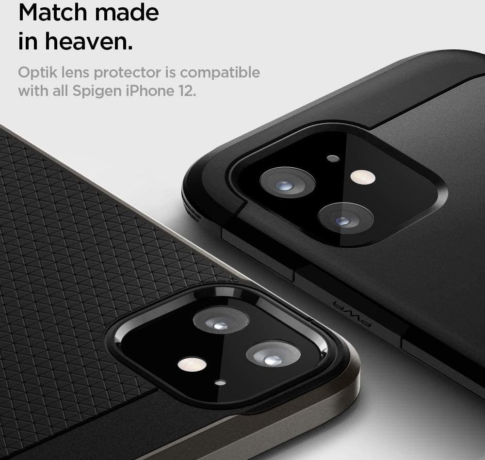 Spigen Optik Apple iPhone 12 Camera Lens Protector (2Pack) Zwart