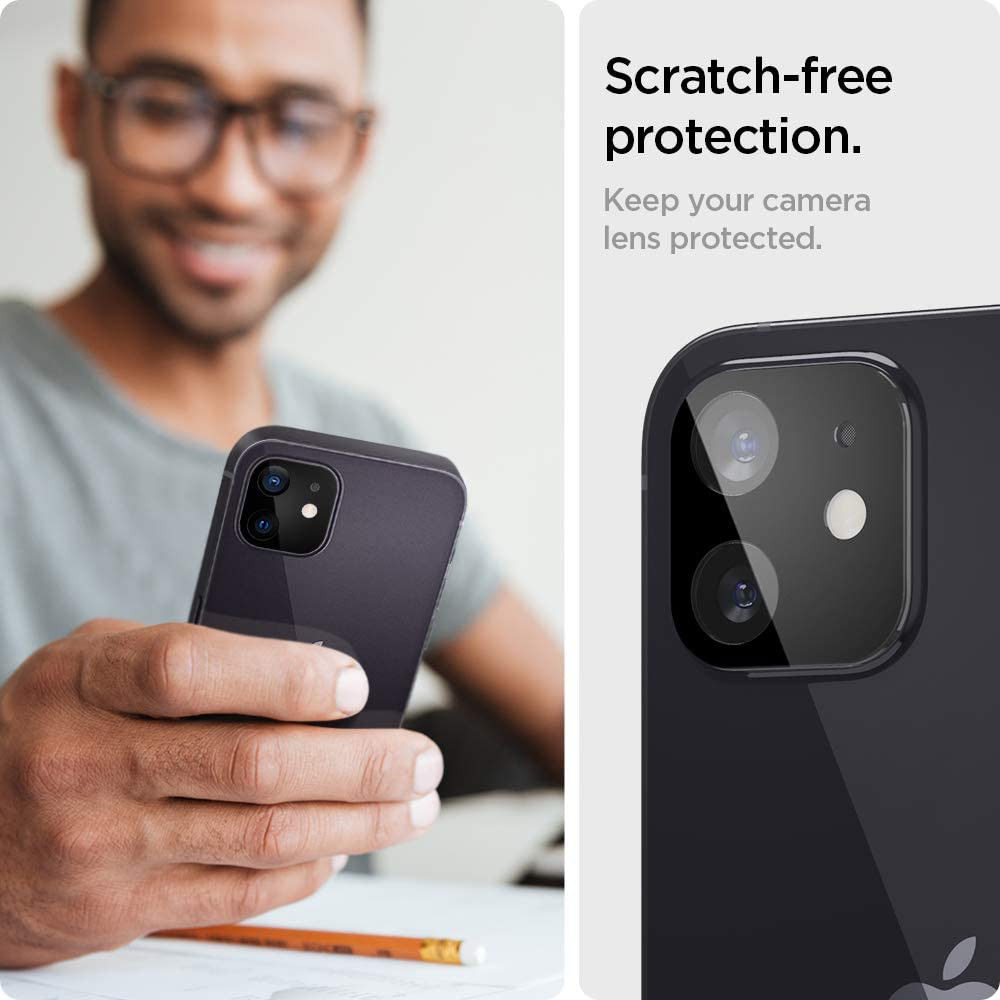 Spigen Optik Apple iPhone 12 Camera Lens Protector (2Pack) Zwart