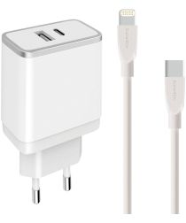 Mobiparts USB/USB-C Adapter 2.4A + USB-C naar Apple Lightning Kabel 1M
