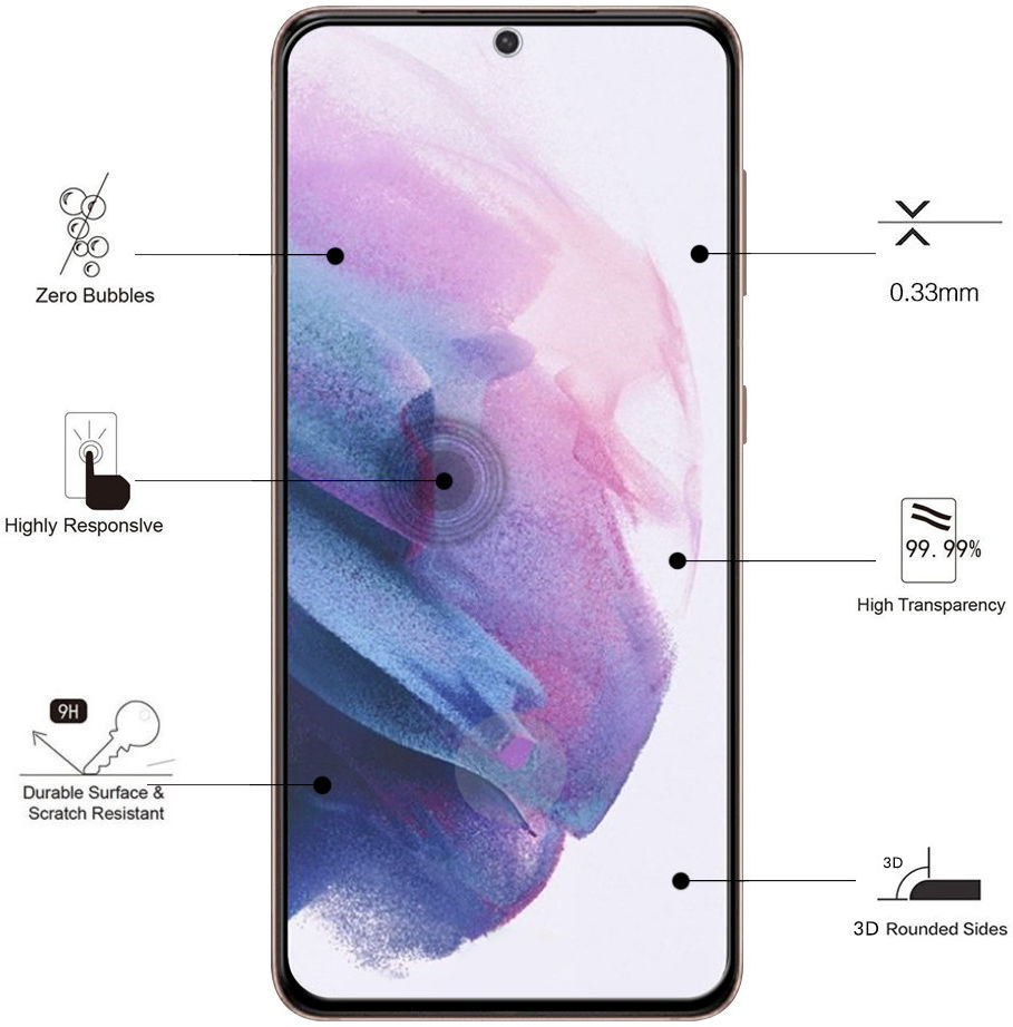 Eiger Samsung Galaxy S21 Plus Tempered Glass Case Friendly Gebogen afbeelding 4