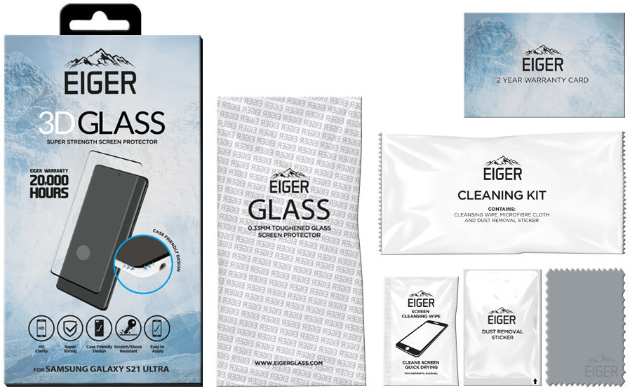 Eiger Samsung Galaxy S21 Ultra Tempered Glass Case Friendly Gebogen afbeelding 2
