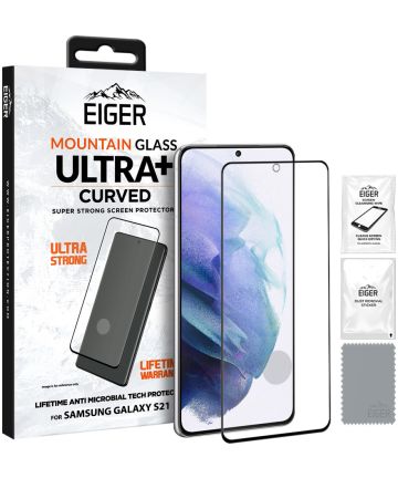 Eiger ULTRA+ Samsung Galaxy S21 Tempered Glass Antibacterieel Gebogen Screen Protectors