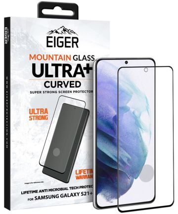 Eiger ULTRA+ Samsung S21 Plus Tempered Glass Antibacterieel Gebogen Screen Protectors
