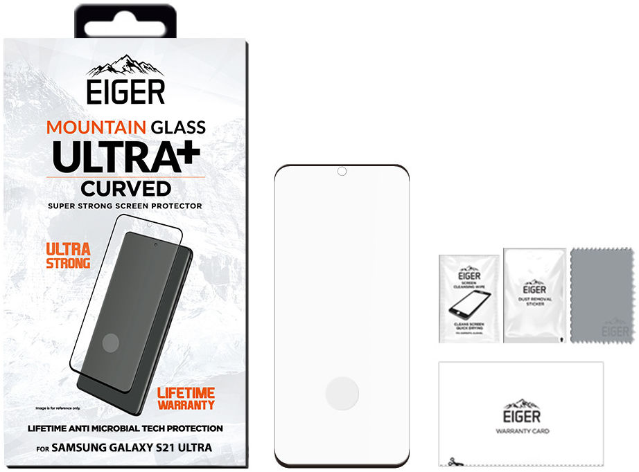 Eiger ULTRA+ Samsung Galaxy S21 Ultra Screen Protector Antibacterieel afbeelding 4