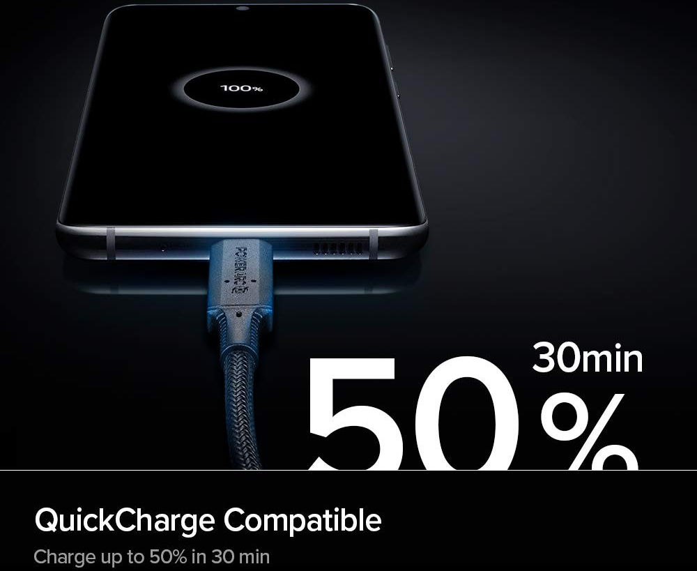 Spigen PowerArc ArcWire Gevlochten USB-C Kabel 1 Meter Zwart (2-Pack) afbeelding 3