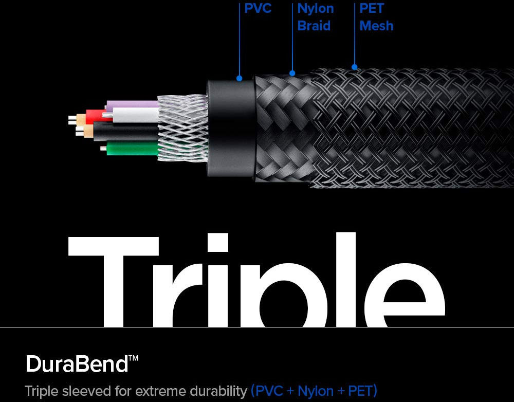 Spigen PowerArc ArcWire Gevlochten USB-C Kabel 1 Meter Zwart (2-Pack) afbeelding 6