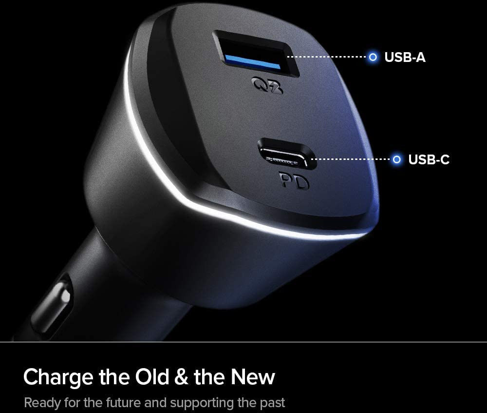 Spigen PowerArc ArcStation Auto Lader met USB en USB-C Poort Zwart afbeelding 4