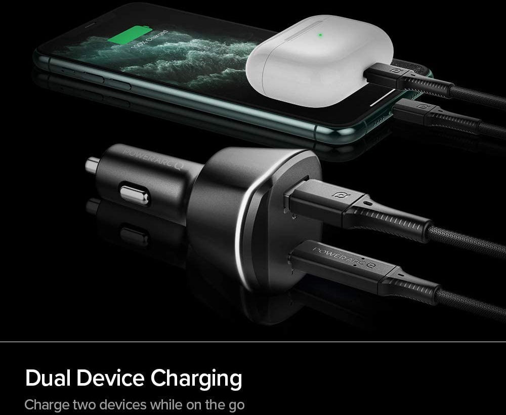 Spigen PowerArc ArcStation Auto Lader met USB en USB-C Poort Zwart afbeelding 7