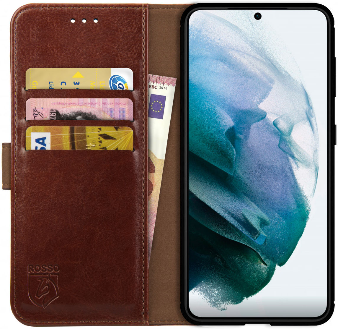 Rosso Element Samsung Galaxy S21 Hoesje Wallet Book Cover Bruin afbeelding 1