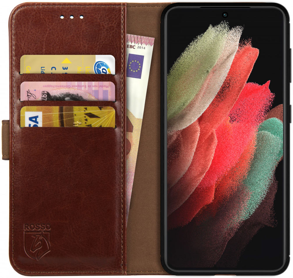 Rosso Element Samsung Galaxy S21 Ultra Hoesje Book Cover Bruin afbeelding 1