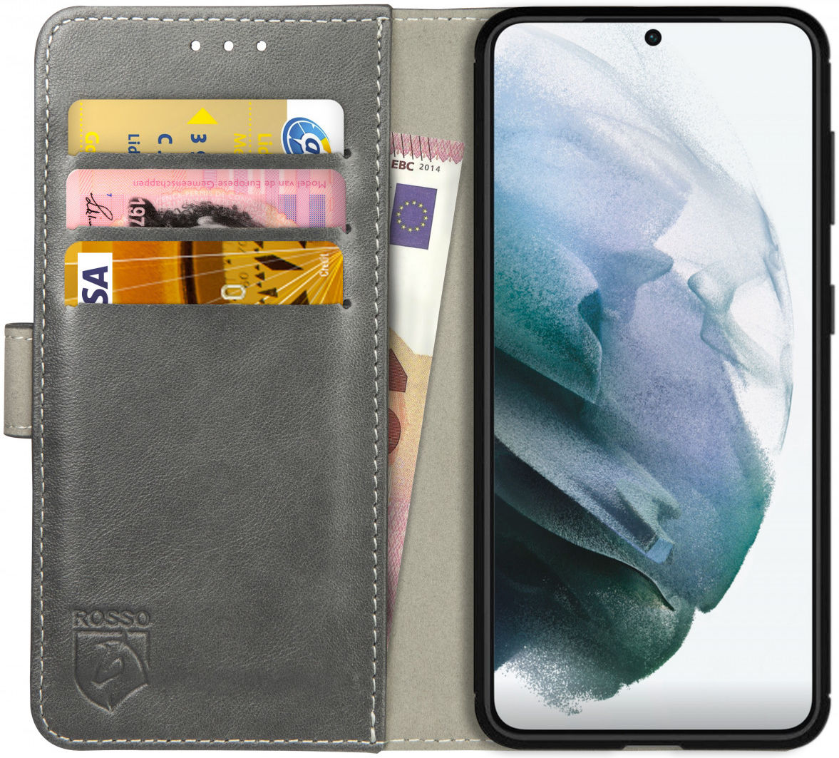 Rosso Element Samsung Galaxy S21 Hoesje Wallet Book Cover Grijs afbeelding 1