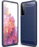Samsung Galaxy S21 Hoesje Geborsteld TPU Flexibele Back Cover Blauw