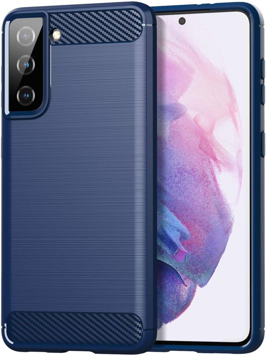 Samsung Galaxy S21 Hoesje Geborsteld TPU Flexibele Back Cover Blauw afbeelding 1