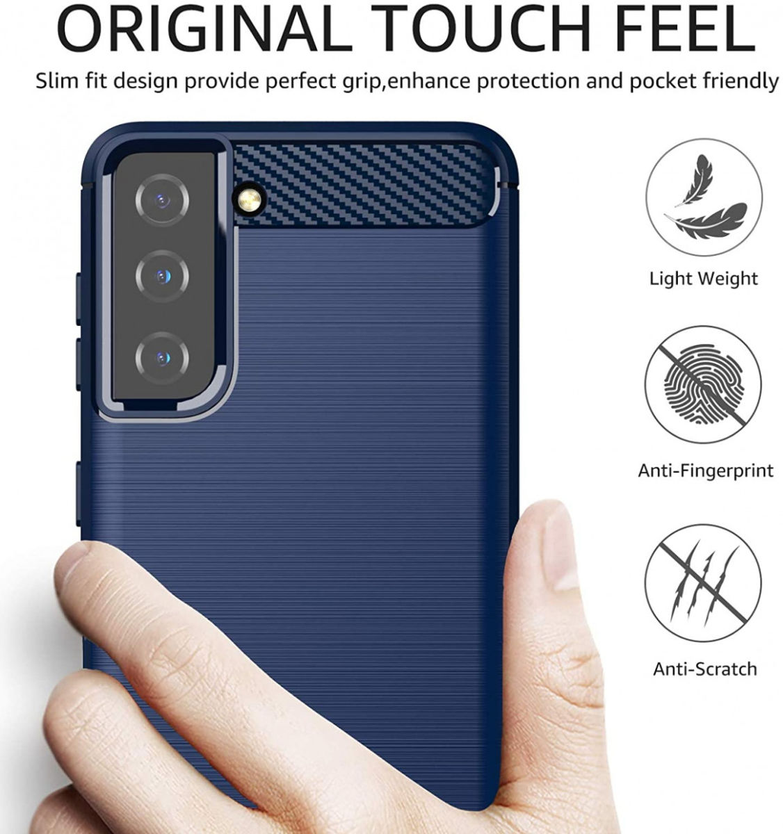 Samsung Galaxy S21 Hoesje Geborsteld TPU Flexibele Back Cover Blauw afbeelding 6