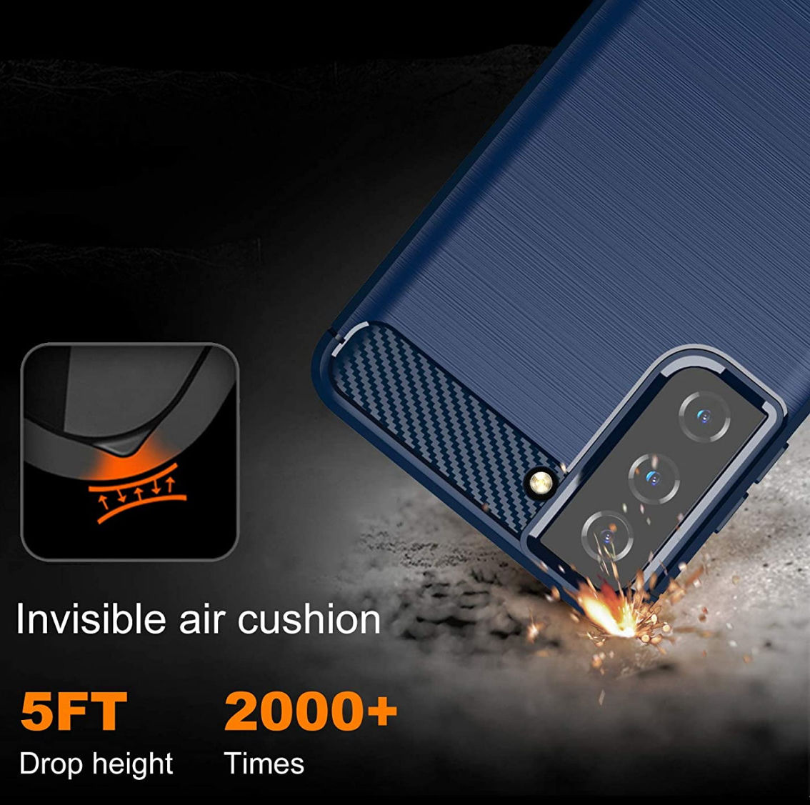 Samsung Galaxy S21 Hoesje Geborsteld TPU Flexibele Back Cover Blauw afbeelding 7