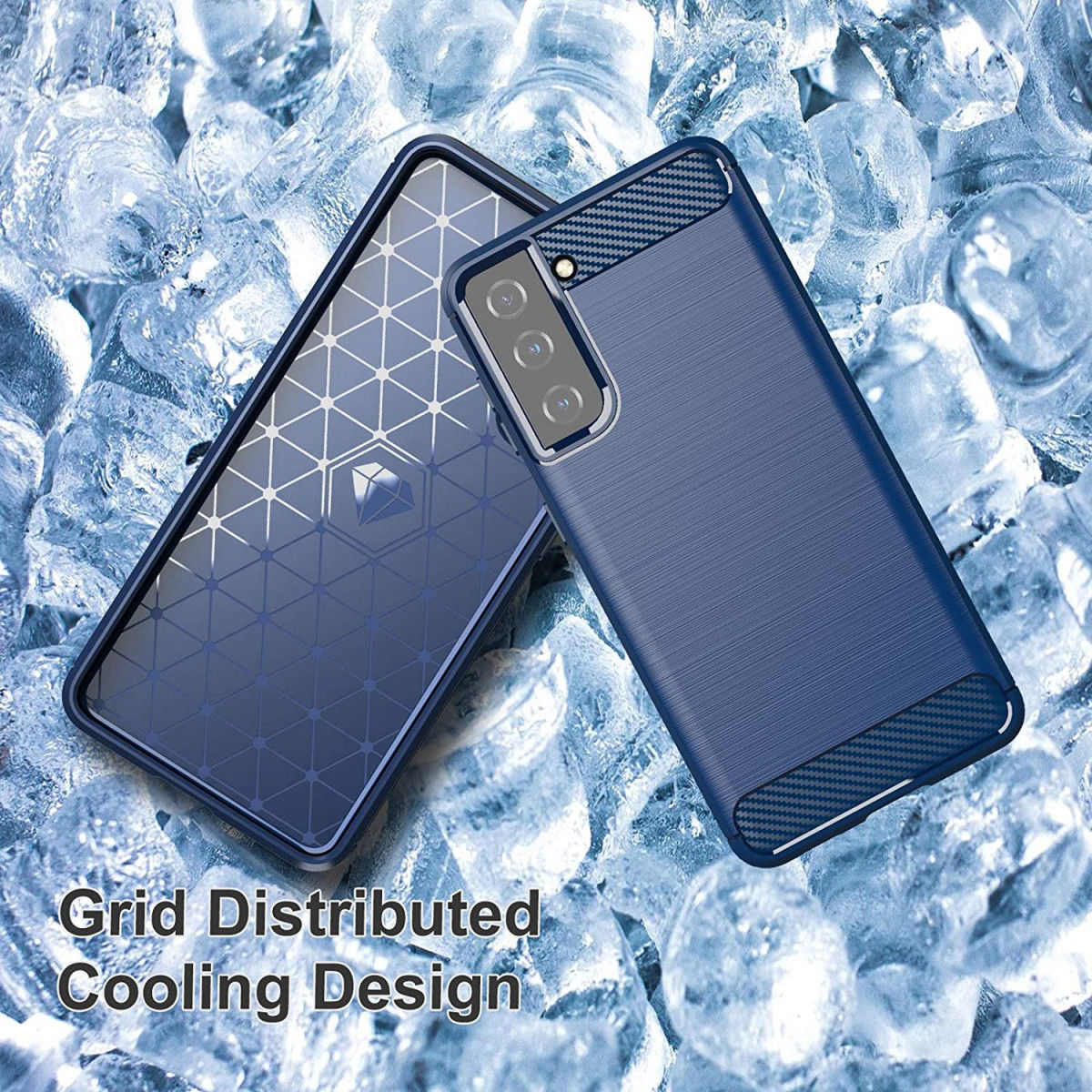 Samsung Galaxy S21 Hoesje Geborsteld TPU Flexibele Back Cover Blauw afbeelding 8