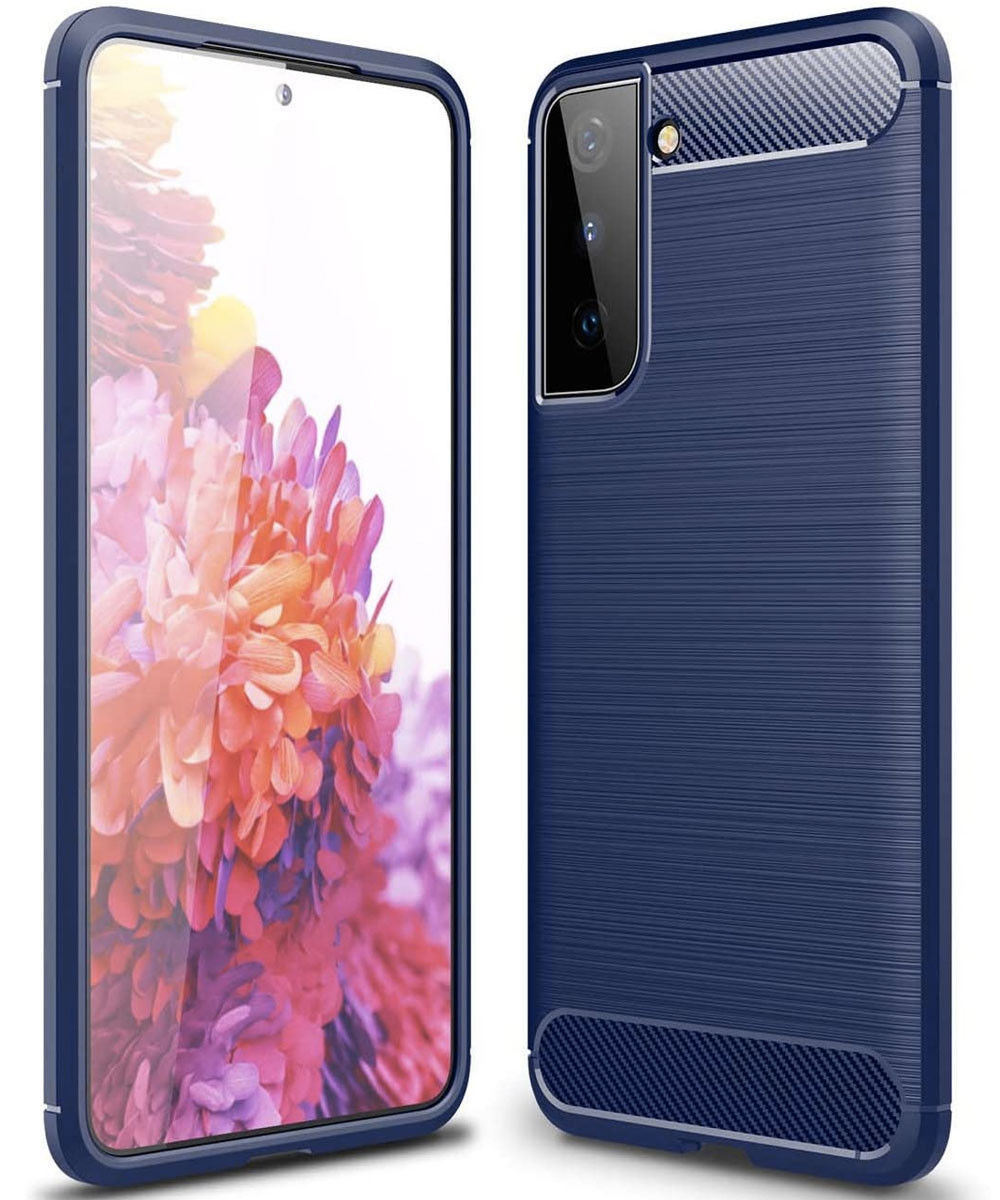 Samsung Galaxy S21 Hoesje Geborsteld TPU Flexibele Back Cover Blauw afbeelding 12