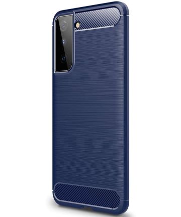 Samsung Galaxy S21 Plus Hoesje Geborsteld TPU Back Cover Blauw Hoesjes
