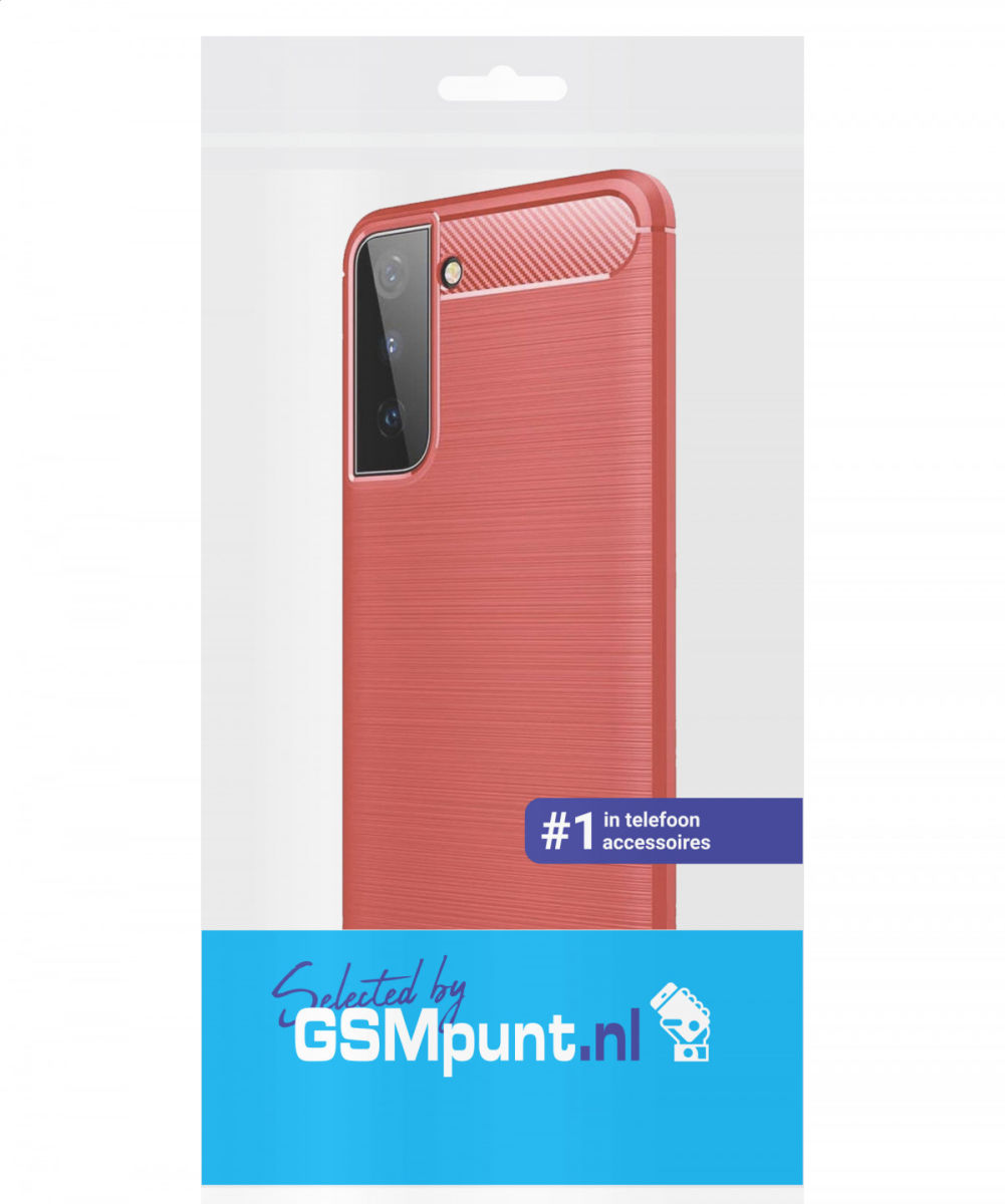 Samsung Galaxy S21 Plus Hoesje Geborsteld TPU Back Cover Rood afbeelding 2