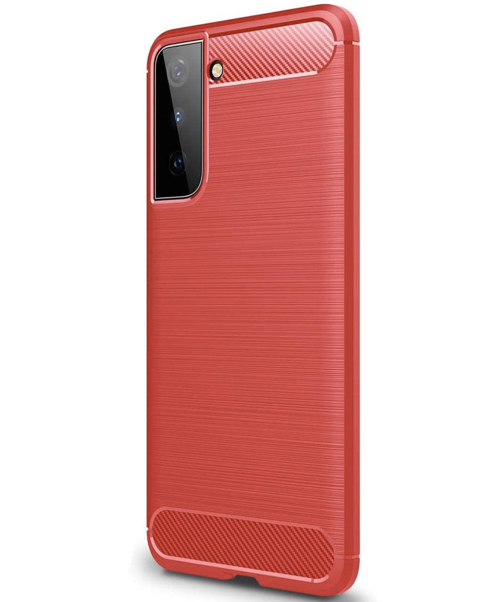 Samsung Galaxy S21 Plus Hoesje Geborsteld TPU Back Cover Rood afbeelding 1