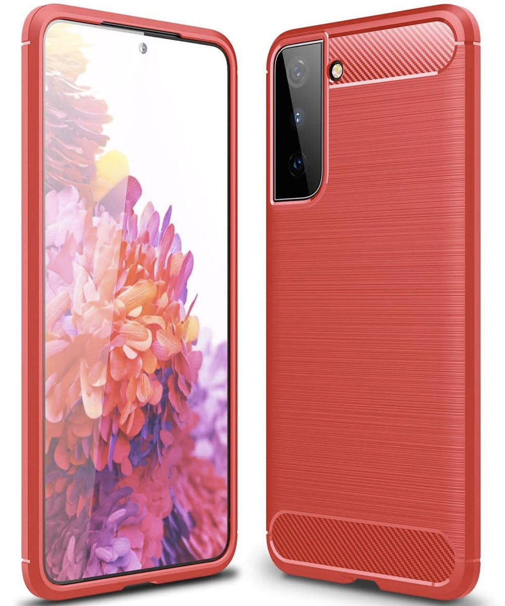 Samsung Galaxy S21 Plus Hoesje Geborsteld TPU Back Cover Rood afbeelding 3