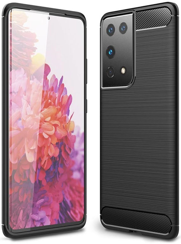 Samsung Galaxy S21 Ultra Hoesje Geborsteld TPU Flexibel Zwart afbeelding 1
