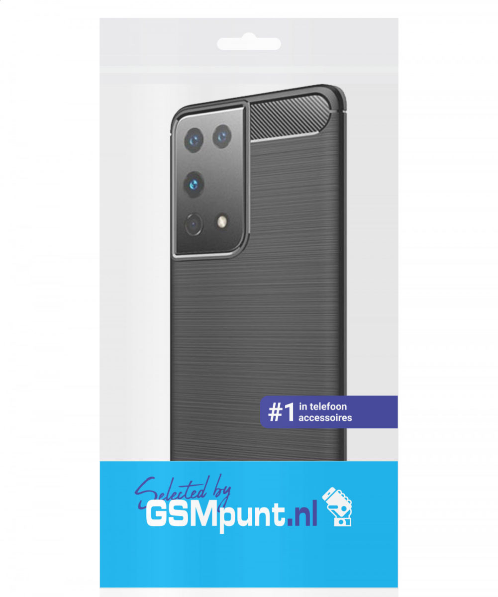 Samsung Galaxy S21 Ultra Hoesje Geborsteld TPU Flexibel Zwart afbeelding 2