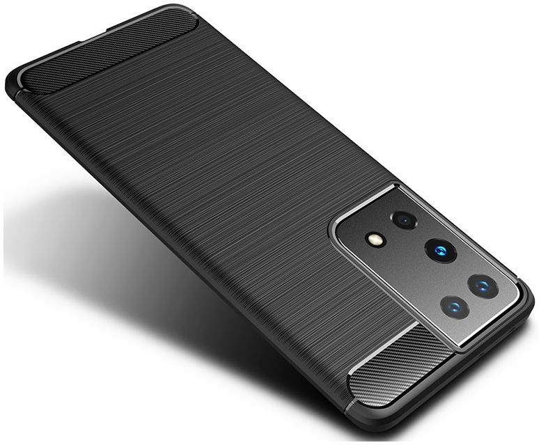 Samsung Galaxy S21 Ultra Hoesje Geborsteld TPU Flexibel Zwart afbeelding 3